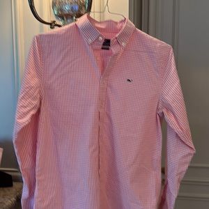 Great Condition Vineyard Vines Boys Whale Shirt Pink/White check: Size XL18